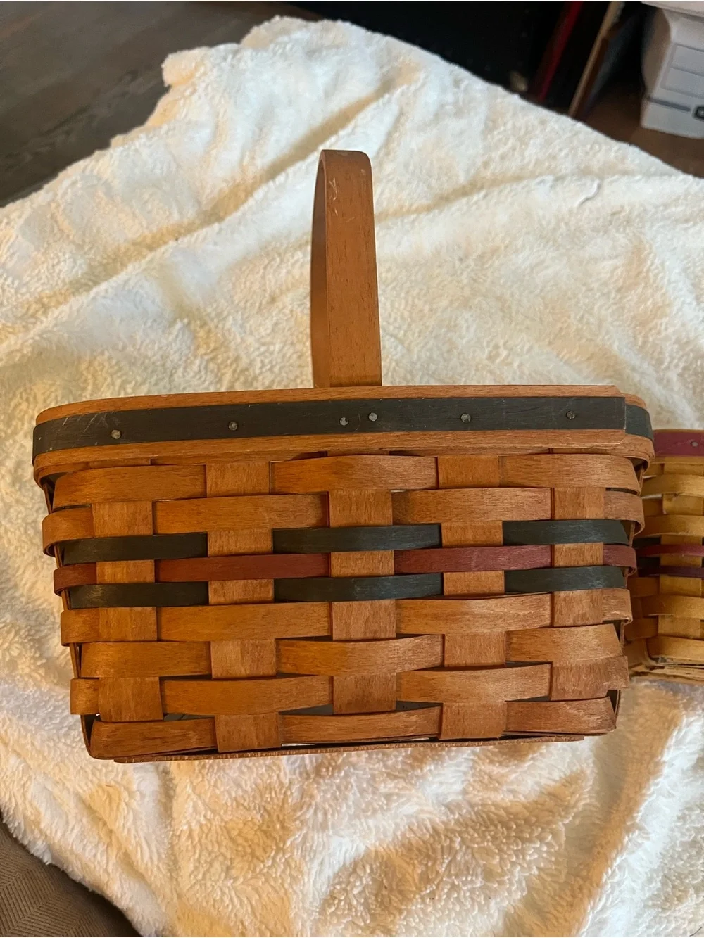 Longaberger Handwoven Two-Piece Basket Set in Natural Wood